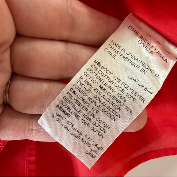 Chicos Shirt Womens 2 US Large 12 14 Papaya Coral Lace Polka Dot V Neck New - Picture 4 of 6